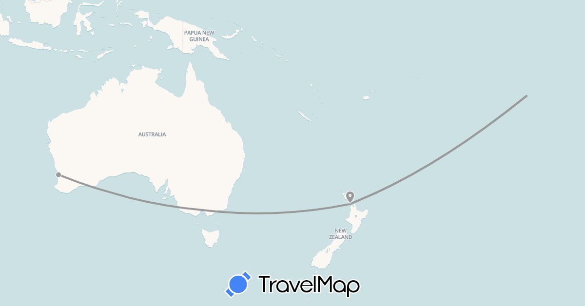TravelMap itinerary: plane in Australia, New Zealand (Oceania)